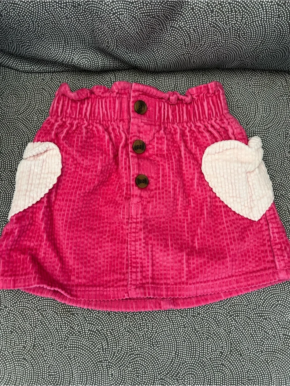 Old Navy Hot Pink Corduroy Skirt with Light Pink Heart Pockets